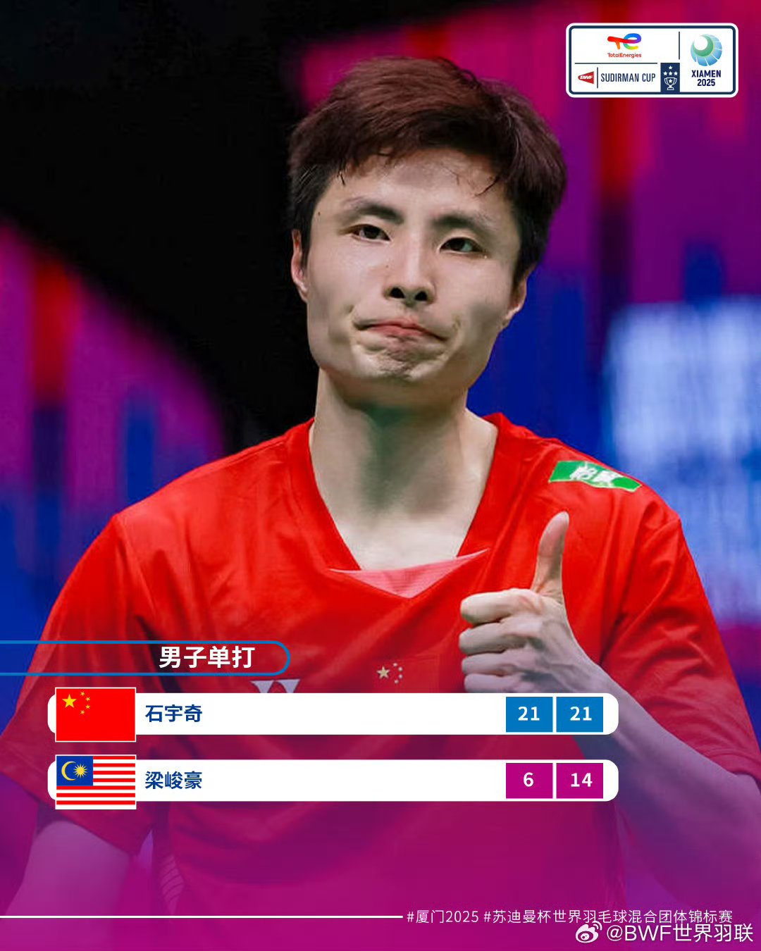 印尼队碾压马来西亚队，石宇奇高光表现